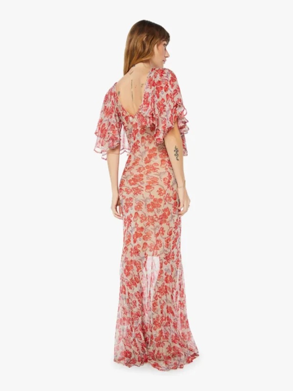 Natalie Martin Ramya Maxi Sheer Dress in Dove size S_NWT_ no slip - Picture 4 of 8